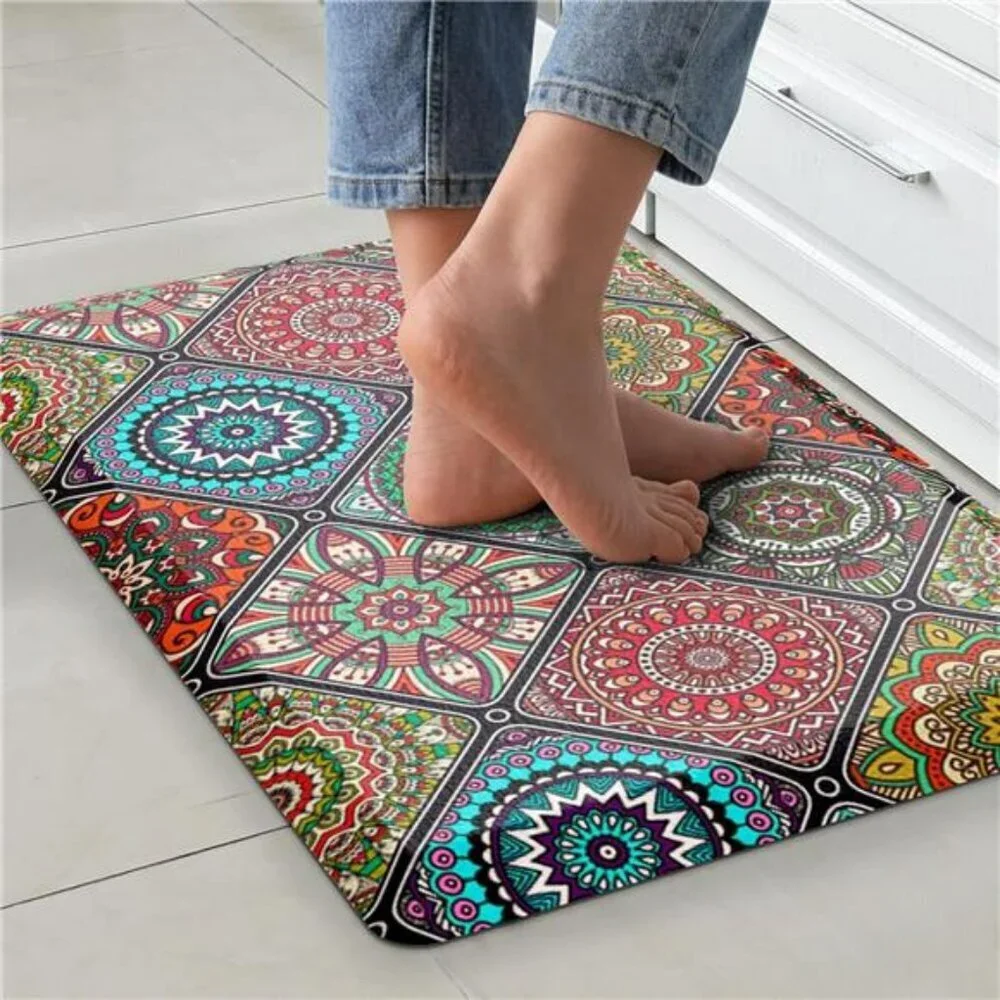 Boho Anti Fatigue Kitchen Mat Cushioned Waterproof Floor Rug Non Slip 20x32